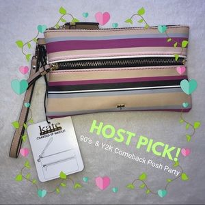 NWT! Kate Landry Charged Up Striped Wristlet